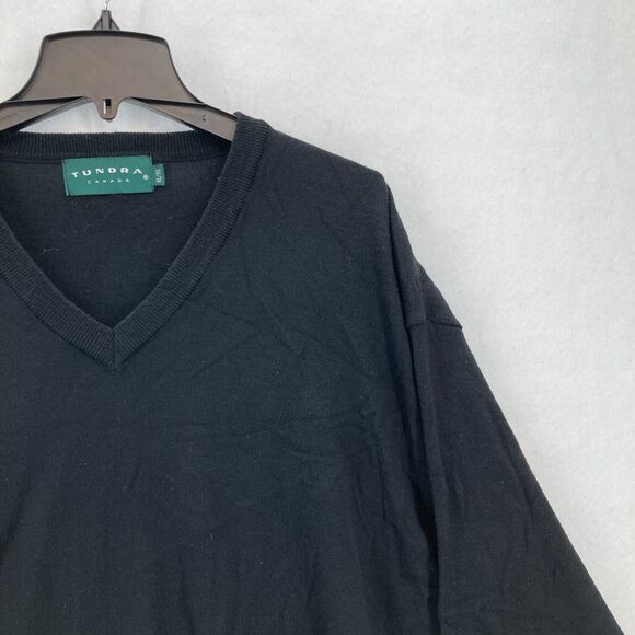 Vintage Tundra Canada Merino Wool Sweater Mens XL Black‎ V Neck Long Sleeve Knit - Picture 3 of 14